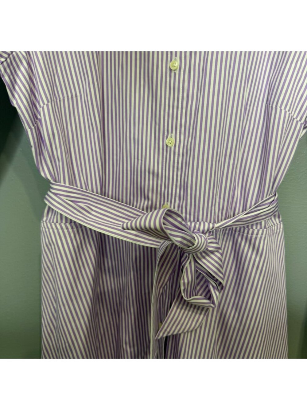 TALBOTS cotton stripe shirt dress in purple & white size 10 - Picture 5 of 10